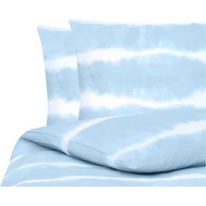 Dekbedovertrek - tie dye - blauw met wit - lits jumeaux - 240x220 cm - met kussenslopen