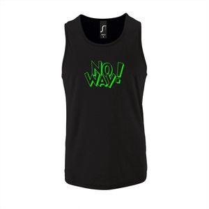 Zwarte Tanktop sportshirt met ""OMG!' (O my God)"" Print Neon Groen Size S