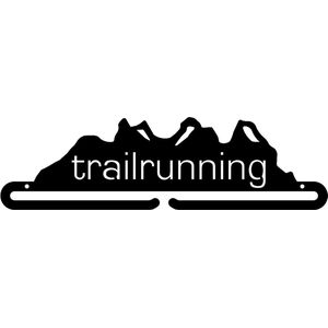 Trailrunning Medaillehanger zwarte coating - staal - (35cm breed) - Nederlands product - incl. cadeauverpakking - sportcadeau - medalhanger - medailles - muurdecoratie