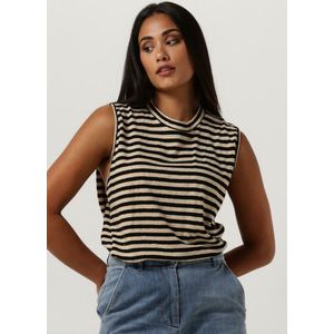 Penn & Ink T-shirt Stripe Tops & T-shirts Dames - Shirt - Zwart - Maat M