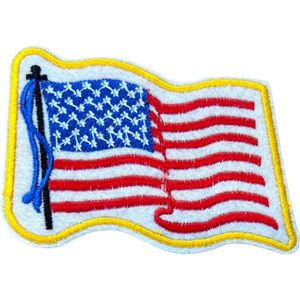 Vlag Amerika USA Strijk Embleem Patch 9.4 cm / 6.3 cm / Blauw Rood Wit Geel