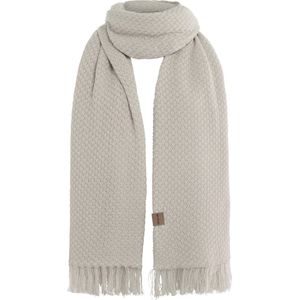 Knit Factory Astre Sjaal Dames - Katoenen sjaal - Langwerpige sjaal - Wit/grijze zomersjaal - Dames sjaal - Blok motief - Bright Grey/Off White - 200x90 cm - XXL Sjaal - 50% katoen/50% acryl