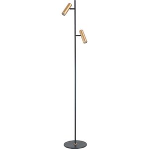 Trend Leeslamp 2 lichts h:141 cm zwart/goud mini koker - Modern - Highlight