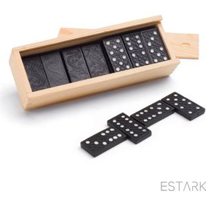 ESTARK�® Domino Spel - Houten Domino Game - Luxe edition - 30-delig - in houten kistje - met spelregels - 16CM - Spel Dominostenen - Gezelschapsspel - DOMINO