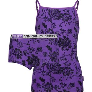 Vingino G-WO24-6 Flower singlet set Meisjes Ondergoedsetje - Maat S - Passion Purple