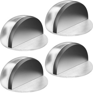 4 stuks roestvrijstalen ovale vloergemonteerde halve maan deurstoppers - Vloerdeurstopper met zelfklevende pads - Muurbeschermer deurvanger deurstopper buiten