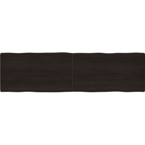 The Living Store Tafelblad natuurlijke rand 220x60x(2-6)cm eikenhout donkerbruin - Tafelblad Eikenhout - Houten Tafelblad - Eikenvloer - Salontafel - Eetkamertafel