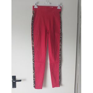 Fashion stevige legging panterprint rood S/M 36/38