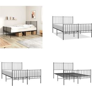 vidaXL Bedframe met hoofd- en voeteneinde metaal zwart 120x190 cm - Bedframe - Bedframes - Tweepersoonsbed - Bed