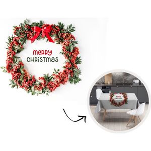 Tafelkleed - Tafellaken - 260x130 cm - Winter - Mistletoe - Tekst - Binnen en Buiten