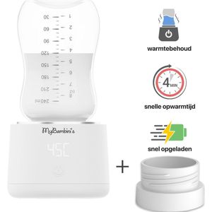 MyBambini's Bottle Warmer Pro™ - Draagbare Baby Flessenwarmer voor Onderweg - Wit - Geschikt voor MAM, Lansinoh, NIP & Nanobebe (brede hals)