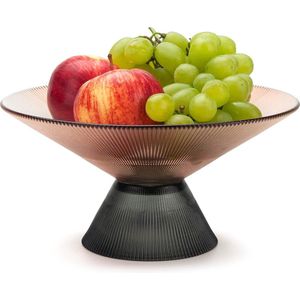 Fruitschaal voor aanrecht, glazen fruitmand, fruitschaal, decoratieve schaal voor tafelwerkblad, eetkamer, woonkamerdecoratie (oranje)