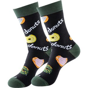 Grappige Sokken met Donuts - Maat 36-41 - Sokken voor Dames/Tieners - Katoen - Gebak/Zoetigheid/Eten