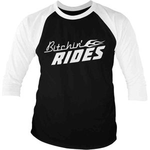 Bitchin' Rides Raglan top -L- Logo Zwart/Wit