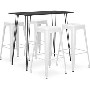 vidaXL - 5-delige - Barset - zwart - en - wit