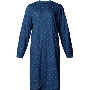 Lunatex Tricot dames nachthemd - Lange mouw - Flower - M - Blauw