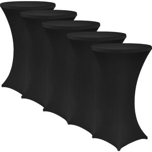 NYVI Sta-tafelhoes NYVIGala Zwart Ø 80-85 cm - Set van 5 - Elastische premium stretchhoezen voor standaard bistro- & statafels - Rekbare tafelbekleding