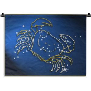 Wandkleed Sterrenbeelden - Sterrenbeeld van kreeft op een donkerblauwe achtergrond Wandkleed katoen 120x90 cm - Wandtapijt met foto