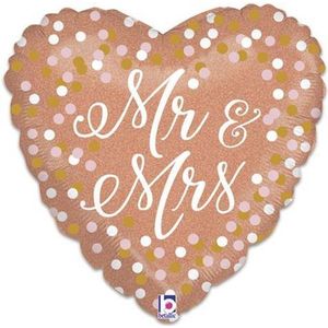 Folieballon 'Mr & Mrs' roségoud | Huwelijk & Valentijn