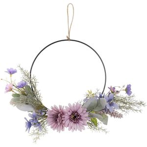 Decoratieve deurkrans, hangende metalen bloemenkrans, metalen ring met gedroogde bloemen, moderne gedroogde bloemenkrans, metalen krans, deurbord, muurkrans voor voordeur, appartementdeur