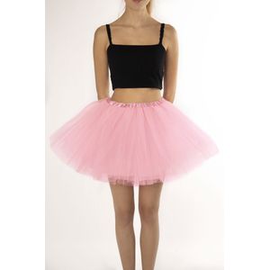 KIMU® Tutu Lichtroze Tule Rokje - Maat L XL XXL - Roze Petticoat Rok Dames - Onderrok Tulerok Volwassenen Suikerspin Pink Ladies Fluoriserend Festival