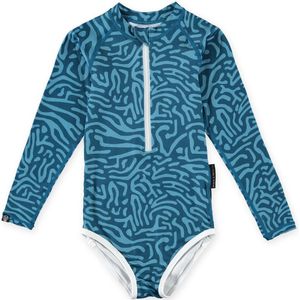 Beach & Bandits - UV-zwempak voor meisjes - Lange mouw - UPF50+ - Deep Ocean - Plastic Soup Foundation - Blauw - maat 152-158cm