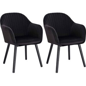 Rootz set van 2 ergonomische eetkamerstoelen - met fluweel beklede stoelen - comfortabele zitting, duurzame constructie, eenvoudige montage - 81 cm x 40 cm x 42 cm