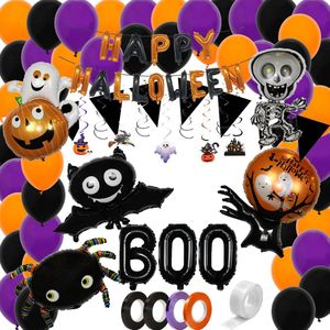 Halloween Decoratie Pakket Halloween Versiering Feest Versiering Helium Ballonnen Slingers XL Ballonnen – 55 Stuks
