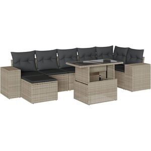 vidaXL Loungeset 8-delig - Lichtgrijs - Inclusief kussens