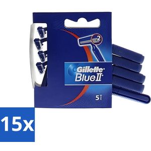 Gillette - Blue II - Wegwerpscheermesjes - 5 Scheermesjes - Bulkverpakking - 15 stuks