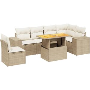 vidaXL Loungeset 7-delig met kussens - Beige Loungeset - Tuinset - Buitendecoratie - Lounge Set - Outdoor Furniture