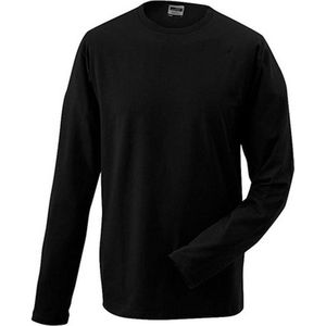 James and Nicholson - Unisex Lange Mouwen Elastisch T-Shirt (Zwart)