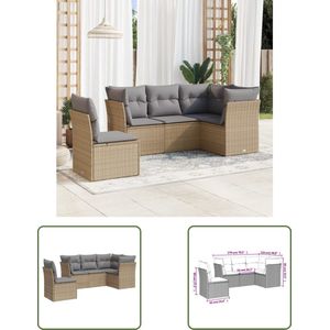 The Living Store Loungeset PE-rattan Modulair met Waterdichte Opbergtassen - 4-zitsbank 179x124x69 cm - UV-bestendig