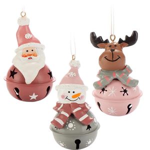 3-delige hangende decoratieset van polyresin - Kerstmanfiguur, sneeuwpopfiguur en rendierfiguur om op te hangen - Kerstdecoratie - Kerstdecoratie