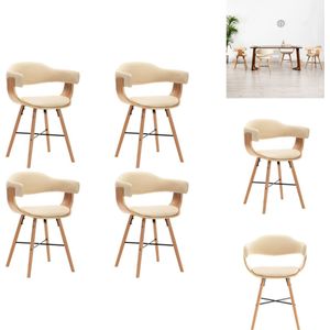 vidaXL Eetkamerstoelen Set Armleuningen - Kunstleer - Crème/Lichtbruin - 52.5x47x75.5cm (BxDxH) - Eetkamerstoel