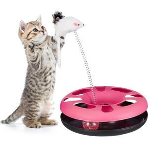 Relaxdays kattenspeelgoed muis - cat toy - kattenspeeltje - speelgoed voor kat springveer - roze