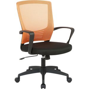 Bureaustoel - Bureaustoel voor volwassenen - Design - Ergonomisch - Gaas - Oranje/zwart - 58x53x101 cm