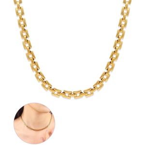 Semyco Ketting Dames – Goudkleurige Schakelketting (Zonder Hanger) – Verstelbaar – Waterproof – Giftbox – Tiva