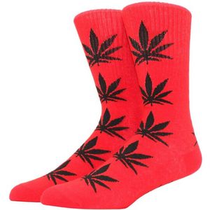 Wietsokken - Cannabissokken - Wiet - Cannabis - rood-zwart - Unisex sokken - Maat 36-45