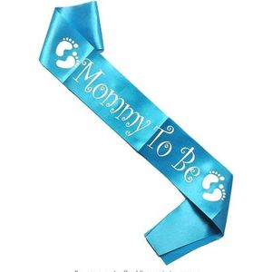 Mommy to be baby shower Sjerp Sash Versiering voor zwangere Blauw met witte letters Speciaal voor decoratie en Gender Reveal.