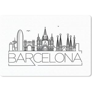 Bureau mat - Skyline Barcelona zwart op wit - 60x40