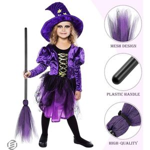 Equivera Heksenbezem - Halloween Versiering - Bezems - Stalbezem - Reisbezem - Verkleedaccesoires Voor Heksen