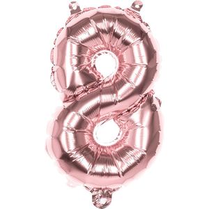 Boland - Folieballon '8' roségoud (36 cm) 8 - Rose Goud - Cijfer ballon