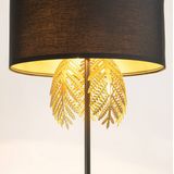 Lucande - vloerlamp - 3lichts - Stof, strijkijzer - H: 160 cm - E27 - zwart, goud