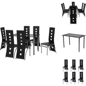 vidaXL Dinerset - Tafel 120x70x75 cm - Stoelen 42x52x107 cm - Zwart - Set tafel en stoelen