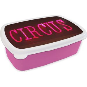 Broodtrommel Roze - Lunchbox - Brooddoos - Verlicht circus - 18x12x6 cm - Kinderen - Meisje