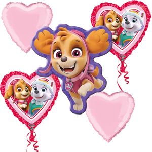 Paw Patrol – Skye – Ballon set – 5-Delig – Helium ballon – Folieballon - Hearts - Versiering - Kinderfeest.