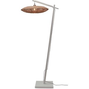 GOOD&MOJO Vloerlamp Tanami - Bamboe Wit/Rotan - 78x55x176cm - Modern - Staande lampen voor Woonkamer - Slaapkamer