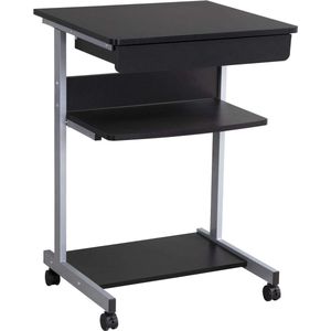 Elysium - Bureau - PC tafel - Computertafel - Werktafel - met 4 Wielen 2 met remmen - Zwart