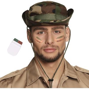 Carnaval verkleed set Army/Leger soldaten bush hoed - met camouflage schmink stift - volwassenen - accessoires set